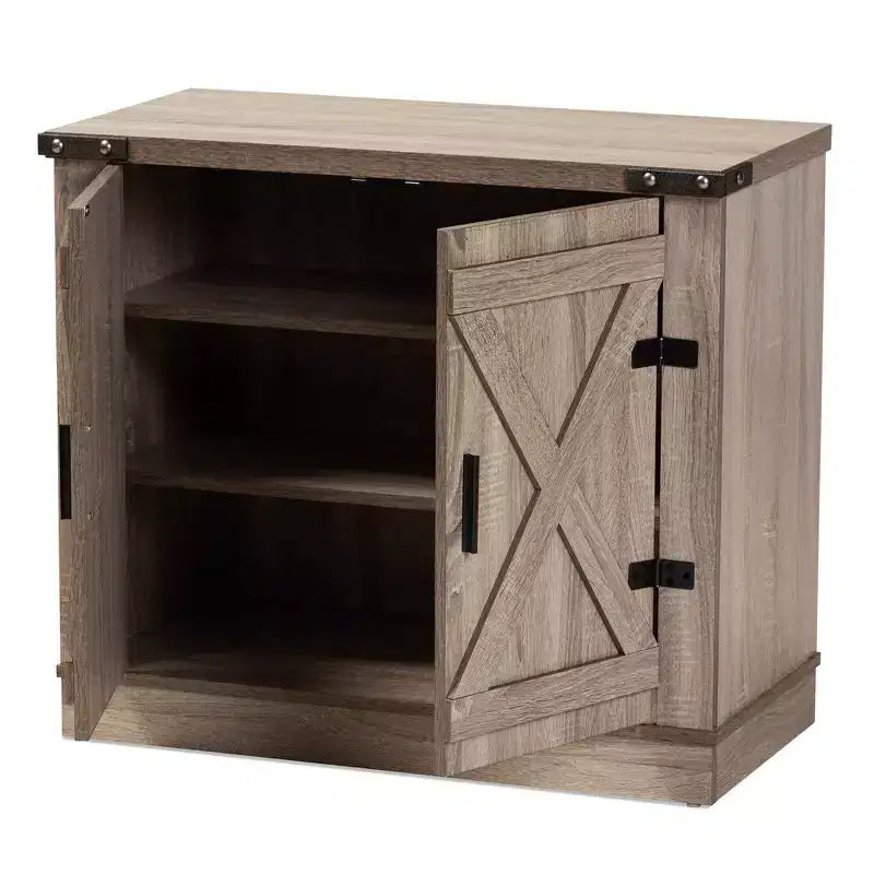 Mobile scarpiera Wayne Farmhouse Wood a 2 ante Marrone quercia -: Organizzatore da ingresso, Contiene 9 paia