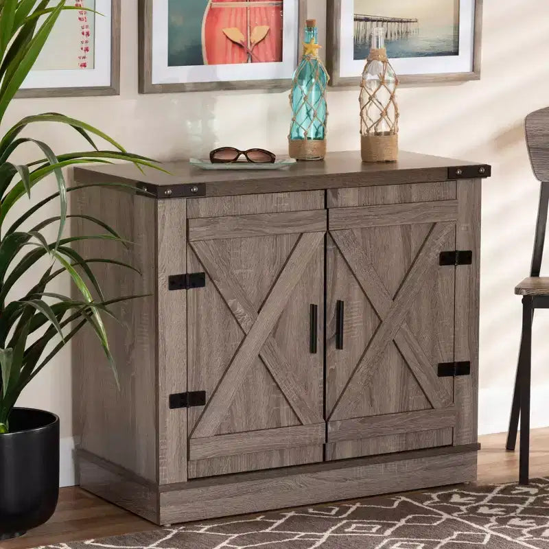 Mobile scarpiera Wayne Farmhouse Wood a 2 ante Marrone quercia -: Organizzatore da ingresso, Contiene 9 paia