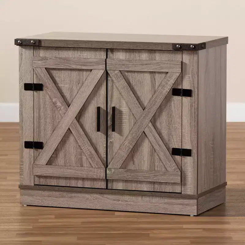 Mobile scarpiera Wayne Farmhouse Wood a 2 ante Marrone quercia -: Organizzatore da ingresso, Contiene 9 paia