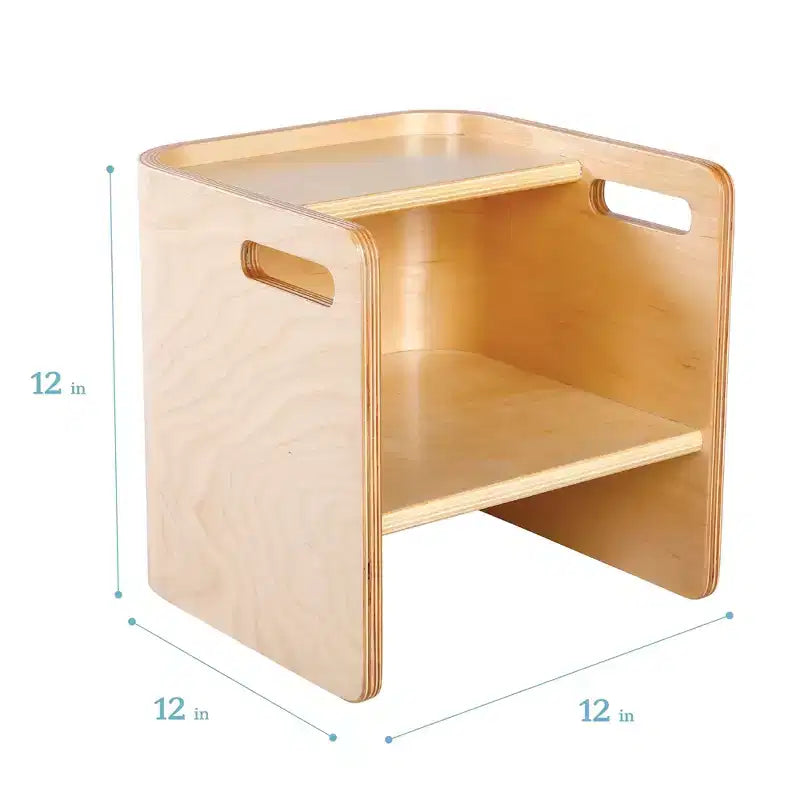 Sedia a cubo multiuso in legno curvato per bambini, mobili Montessori