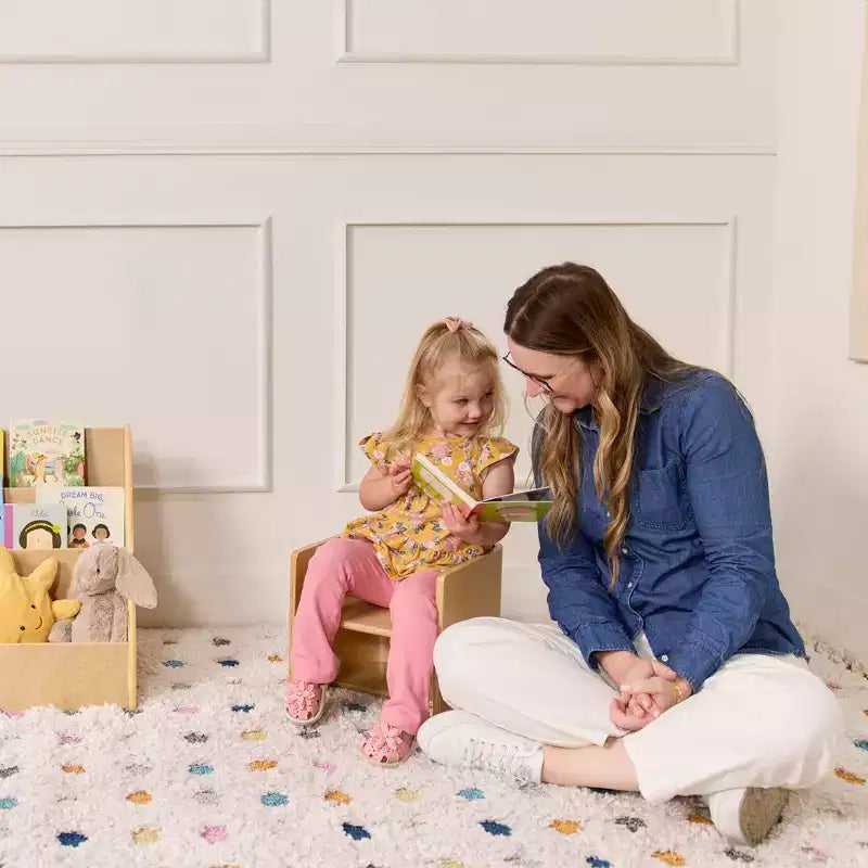 Sedia a cubo multiuso in legno curvato per bambini, mobili Montessori