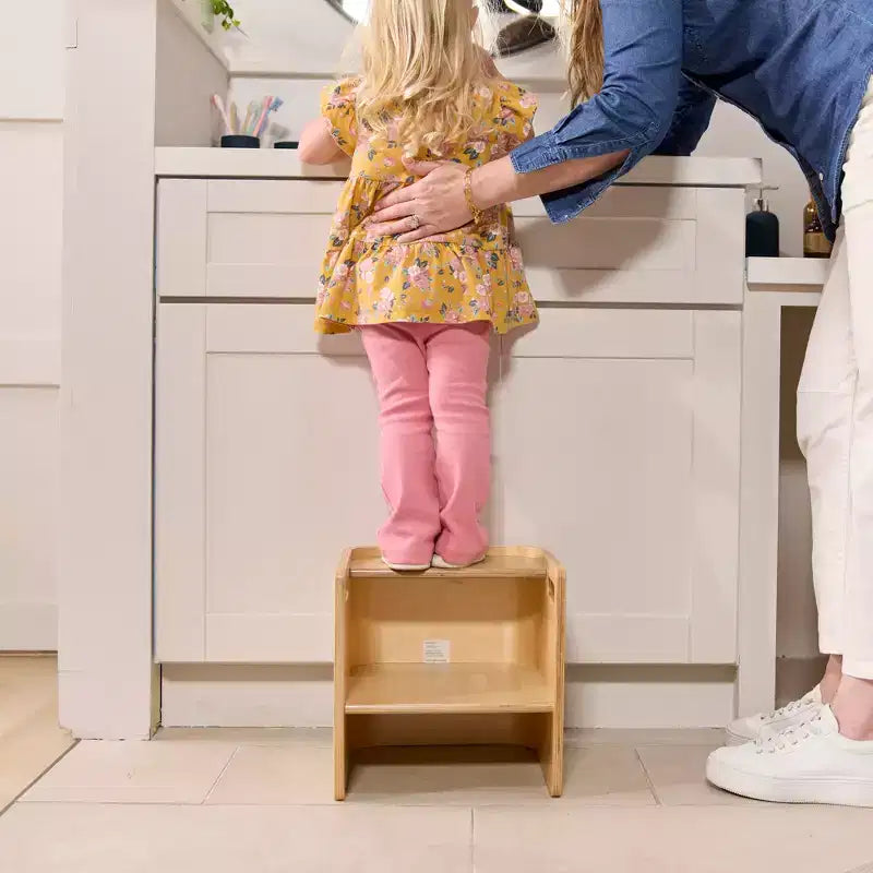 Sedia a cubo multiuso in legno curvato per bambini, mobili Montessori