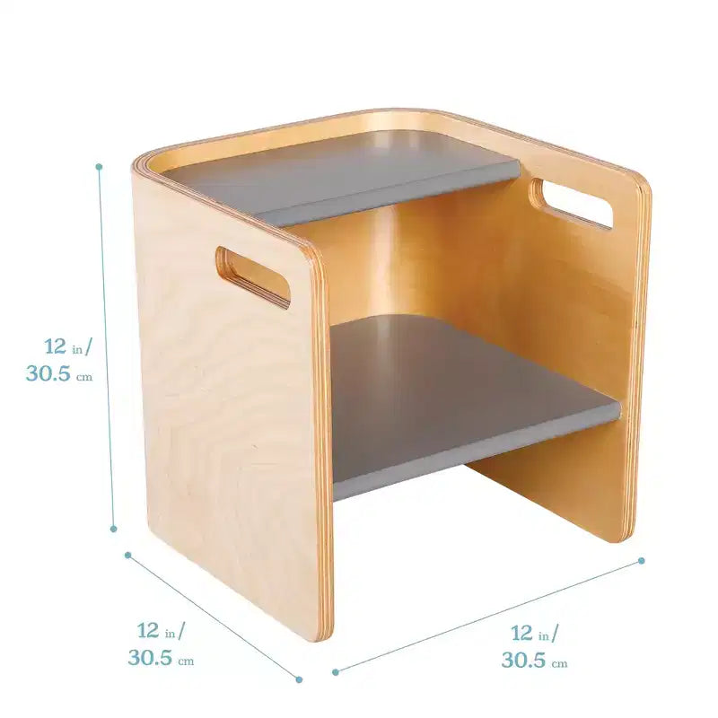 Sedia a cubo multiuso in legno curvato per bambini, mobili Montessori