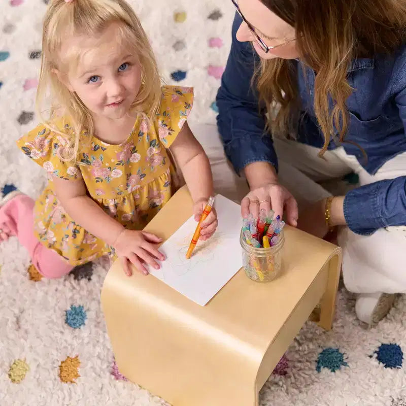 Sedia a cubo multiuso in legno curvato per bambini, mobili Montessori