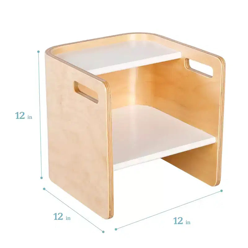 Sedia a cubo multiuso in legno curvato per bambini, mobili Montessori