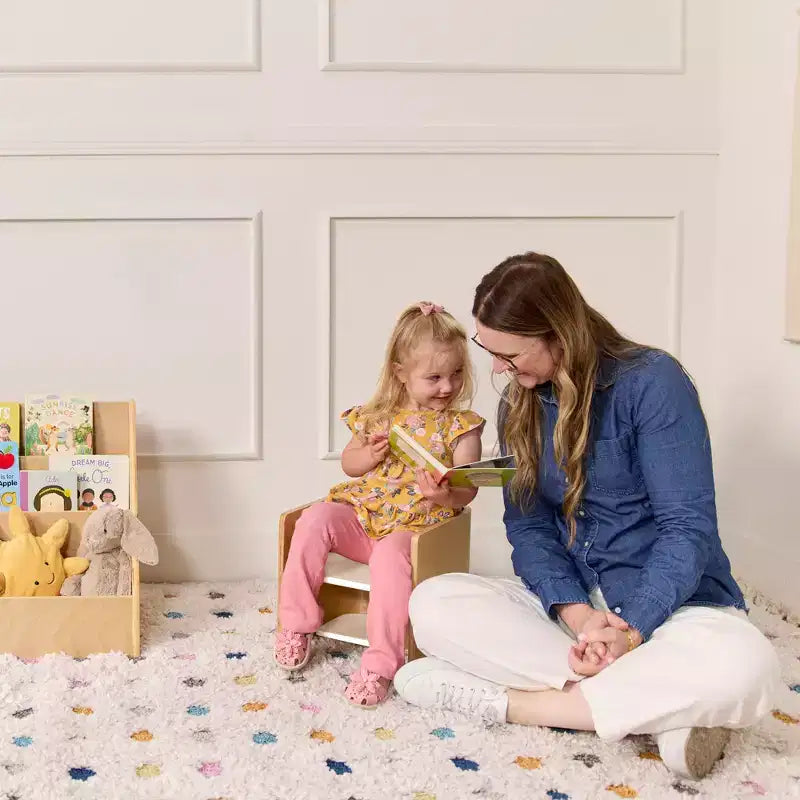 Sedia a cubo multiuso in legno curvato per bambini, mobili Montessori