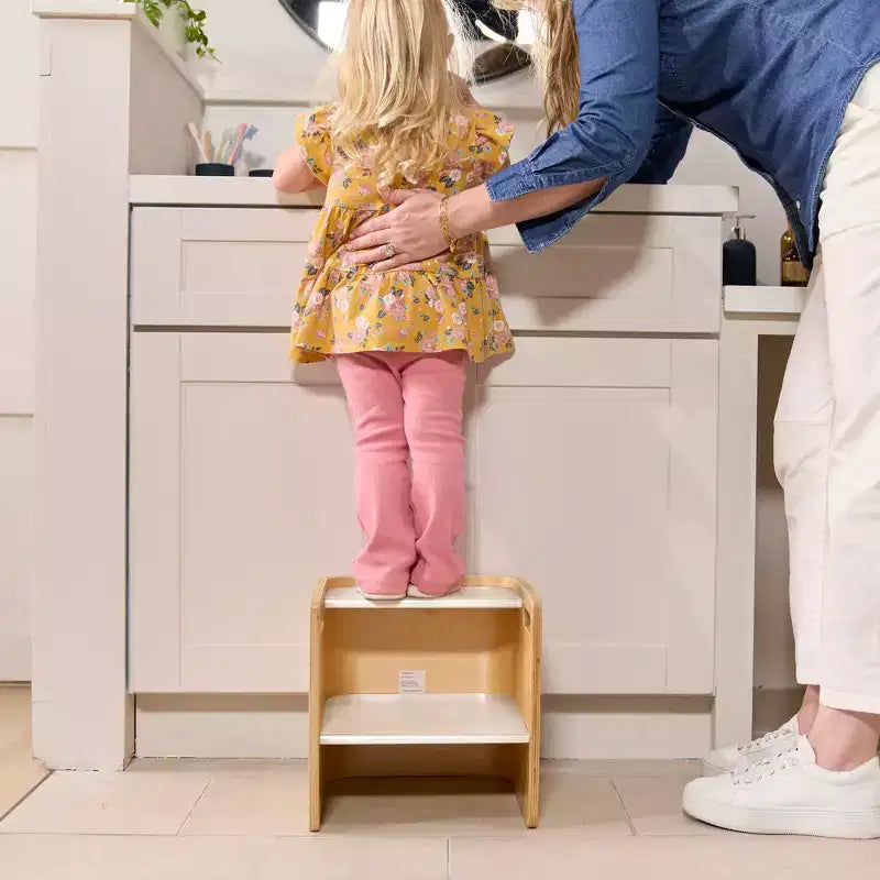 Sedia a cubo multiuso in legno curvato per bambini, mobili Montessori