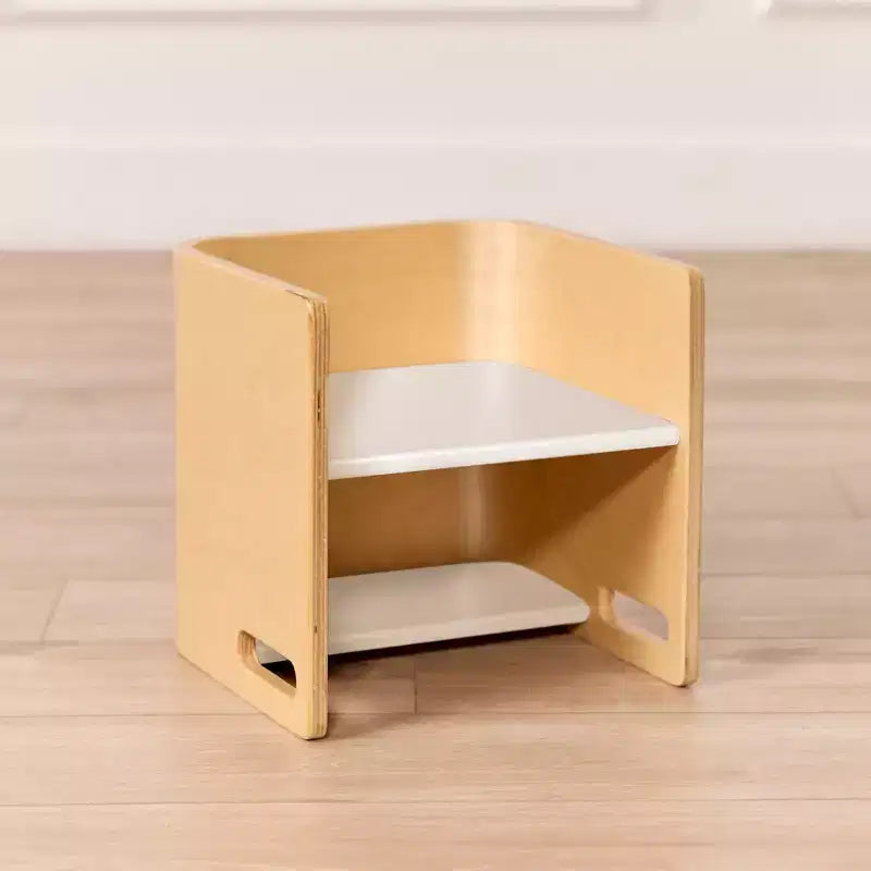Sedia a cubo multiuso in legno curvato per bambini, mobili Montessori