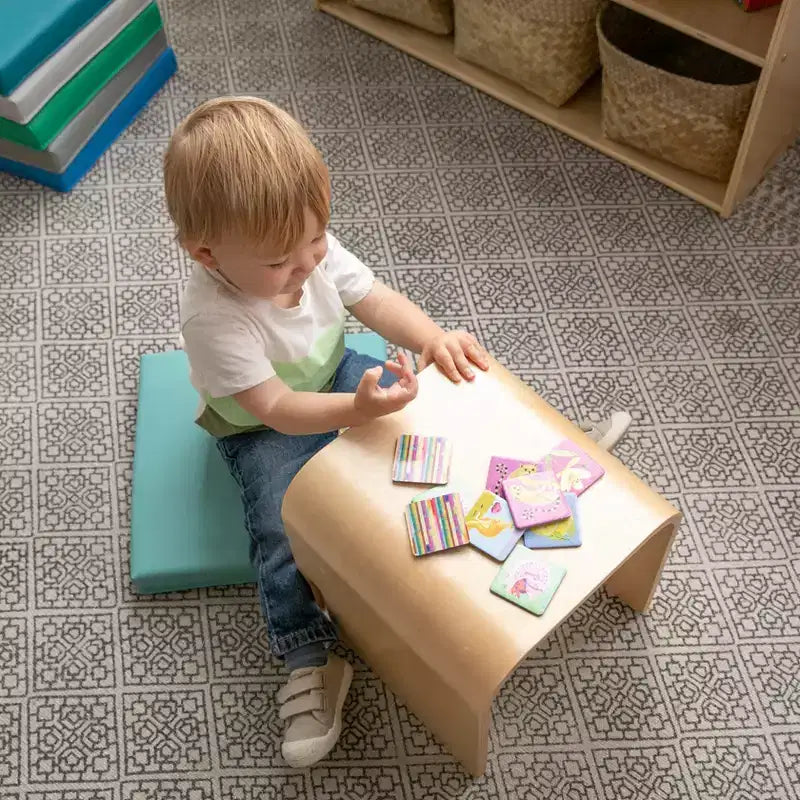 Sedia a cubo multiuso in legno curvato per bambini, mobili Montessori