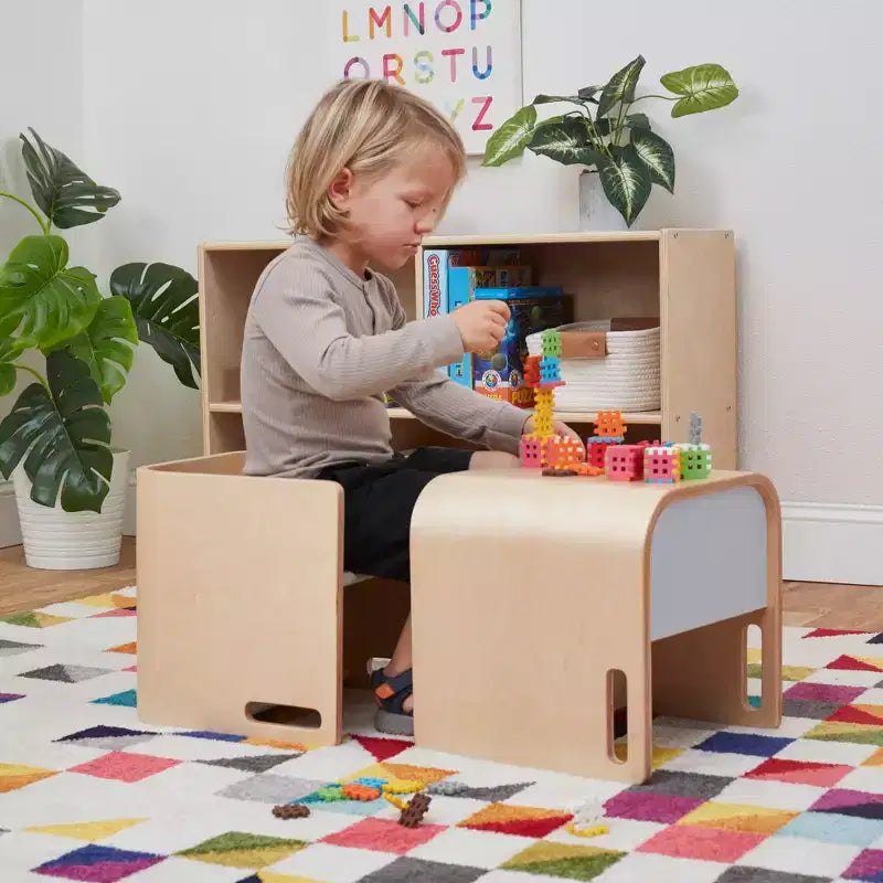 Sedia a cubo multiuso in legno curvato per bambini, mobili Montessori