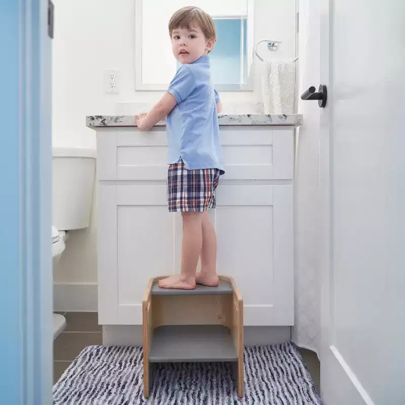 Sedia a cubo multiuso in legno curvato per bambini, mobili Montessori