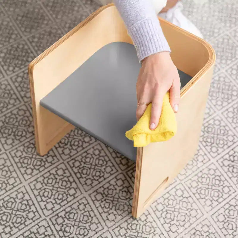 Sedia a cubo multiuso in legno curvato per bambini, mobili Montessori