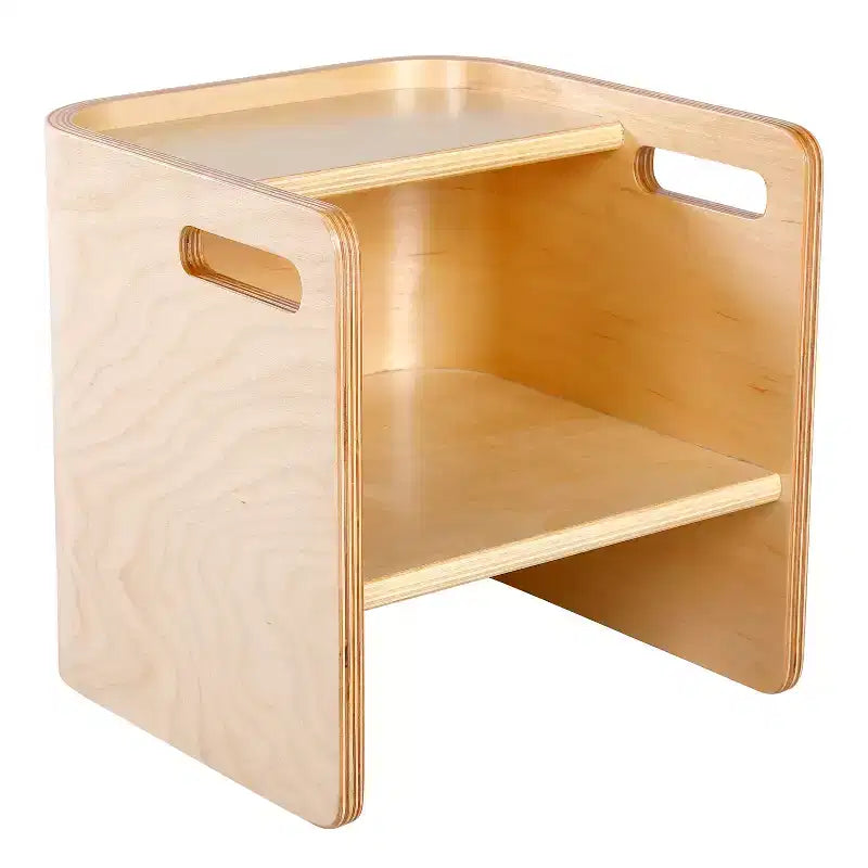 Sedia a cubo multiuso in legno curvato per bambini, mobili Montessori