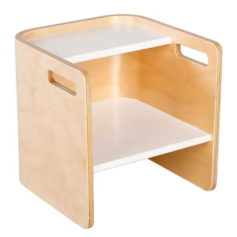 Sedia a cubo multiuso in legno curvato per bambini, mobili Montessori