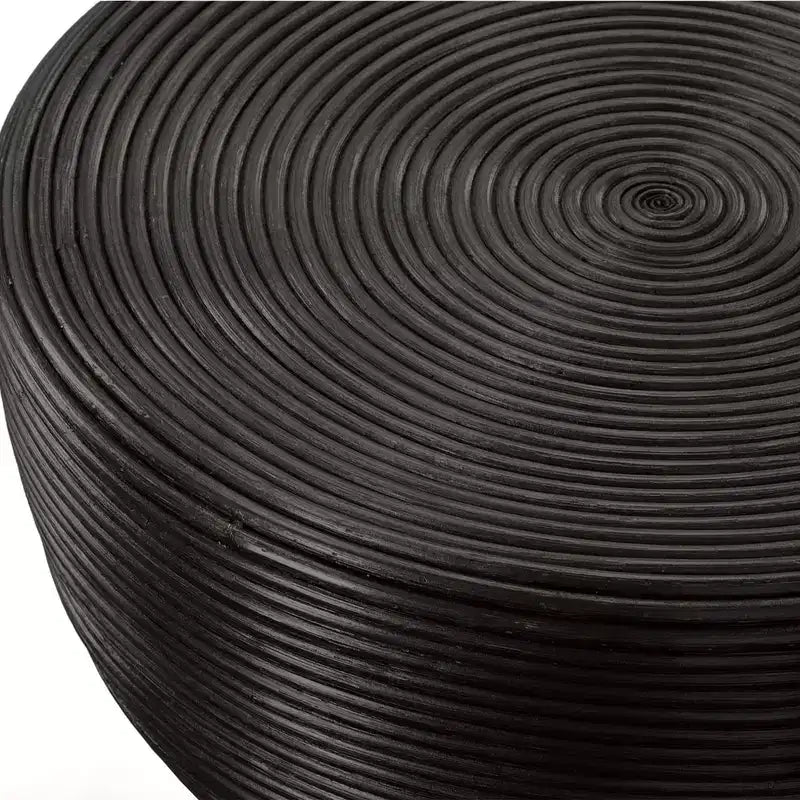 Tavolino Rotondo in Rattan Nero Macchiato Largo 22