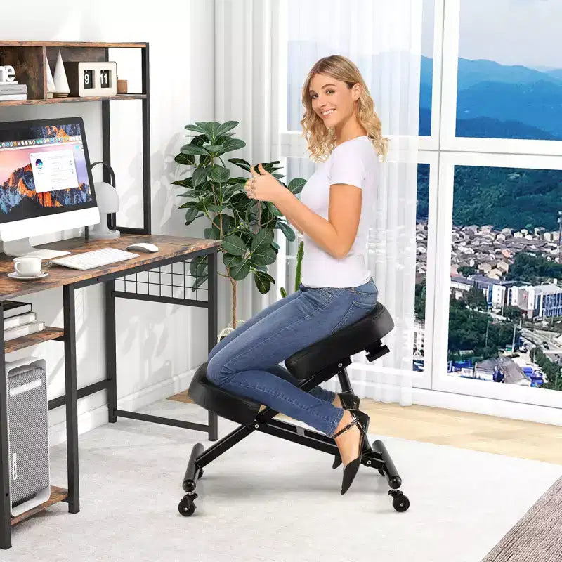 Sedia ergonomica con poggiaginocchia, sgabello regolabile con ruote universali bloccabili, sedile angolato