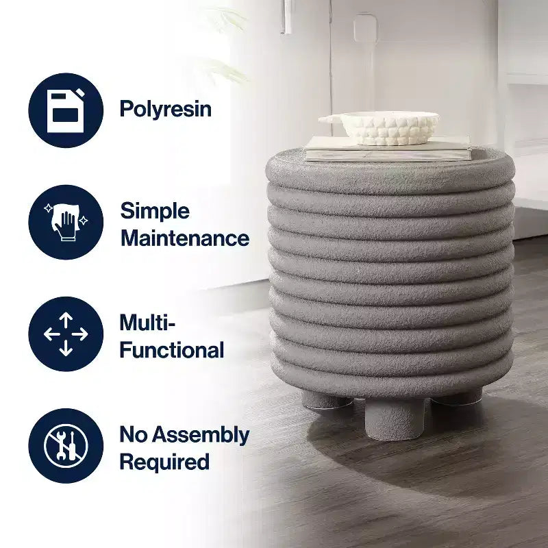 Tavolino d'appoggio Minimalista Moderno a 3 Gambe a Tamburo per Interni/Esterni